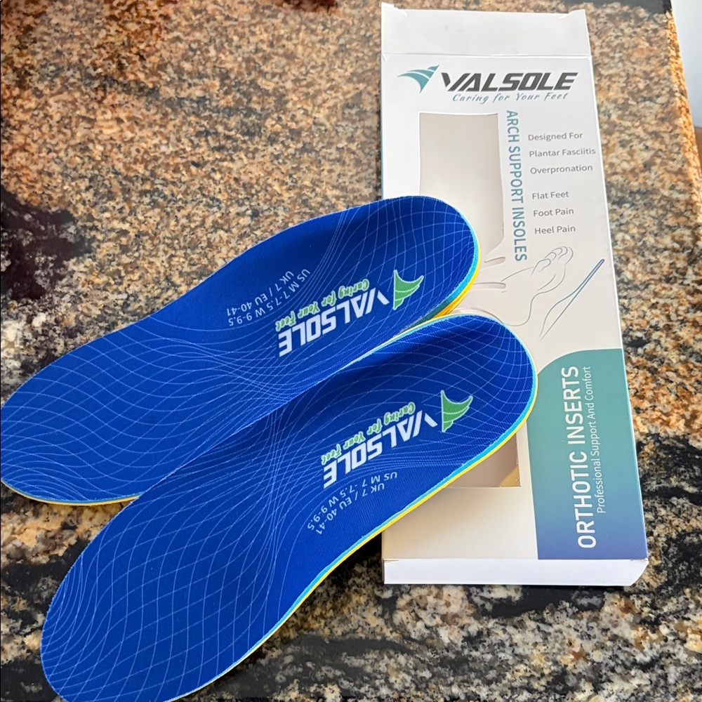 VALSOLE Blue Orthotic Insoles New in Box-Never worn